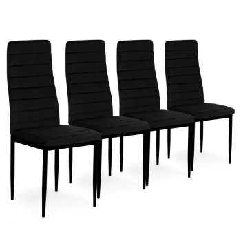 Velvet Dining Chairs Set of 4 with High Back for Kitchen & Living Room, Black