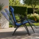 Gravity Folding Garden Lounger with Soft Cushion, Navy Blue & Black