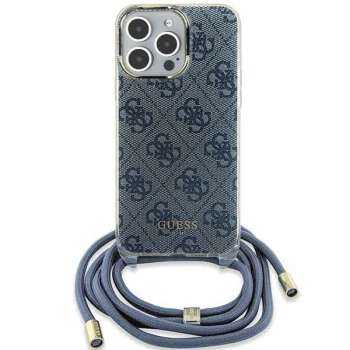 Apple iPhone 15 6.1'' Guess Crossbody Cord 4G Print Case Cover, Blue