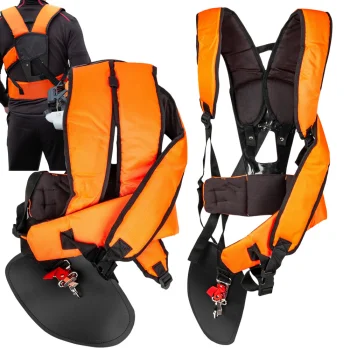 Adjustable Double Shoulder Harness for String Trimmers and Brush Cutters, Orange
