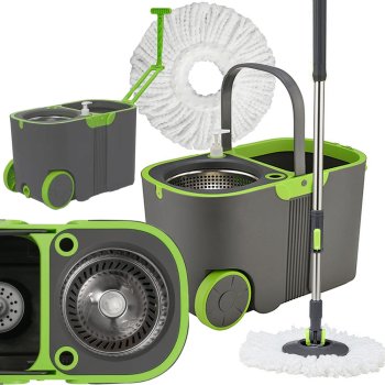 360° Spin Mop and Bucket Set with 2 Microfiber Mop Heads