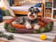 Plush Dog Bed Sofa for Medium Dogs Comfortable Fluffy Pet Lounger with Removable Pillow