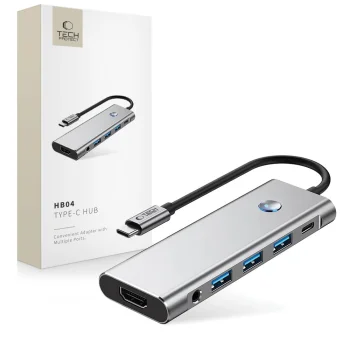 Tech-Protect HB04 9in1 USB-C Hub Adapter HDMI 4K 60Hz PD 100W - Gray