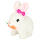 Interactive plush bunny with moving ears and basket, white/pink/purple