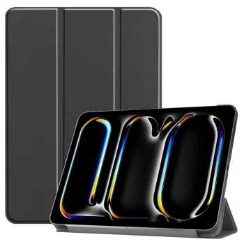 Apple iPad Pro 11'' (2024) (A2837 A2925) PU Leather Protective Tri-fold Book Case Cover, Black