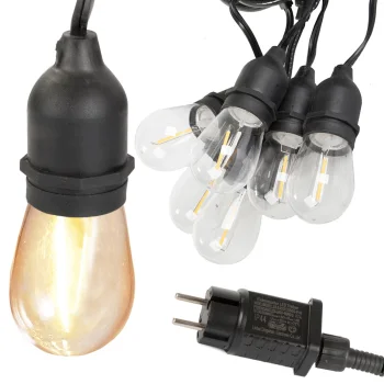 Garden String Lights 10 LED E27 Bulbs, 10m, Warm White