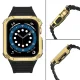 Protect Strap Band with Armored Case for Apple Watch 42/44/45mm, Black/Gold