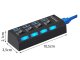 USB hub with 4 USB 3.0 ports and switches, black