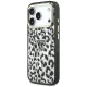 Guess IML Leopard Glitter Triangle Logo MagSafe Case for iPhone 17 Pro / 18 Pro - Black