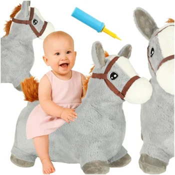 Kids Inflatable Rubber Jumping Horse Toy with Soft Cover and Pump