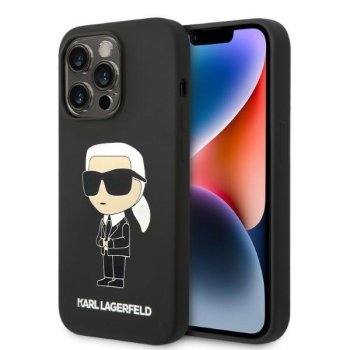 Apple iPhone 14 Pro Max 6.7'' Karl Lagerfeld Silicone Ikonik Magsafe Case Cover (KLHMP14XSNIKBCK), Black