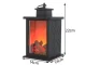Decorative LED Fireplace Lantern with Moving Flame Effect, Black
