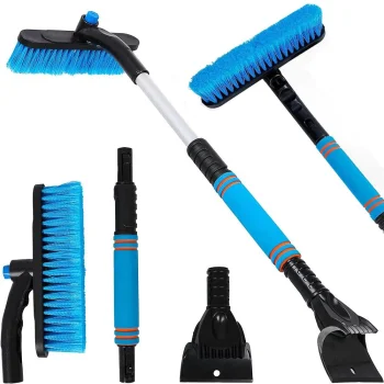 Telescopic Ice Scraper and Snow Brush for Car Windshield, Blue