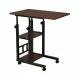 Mobile Adjustable Laptop Desk with Shelves, Dark Wood