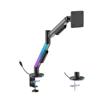 Single Monitor 17"-40" Gas Spring Arm with RGB Lighting, Black