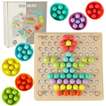 Wooden Bead Mosaic Educational Puzzle Montessori, 77 pcs