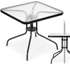 Square Garden Table 80x80 cm with Tempered Glass Top and Parasol Hole MultiGarden