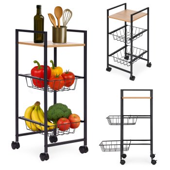 ModernHome Mobile Storage Trolley with 2 Baskets and Shelf