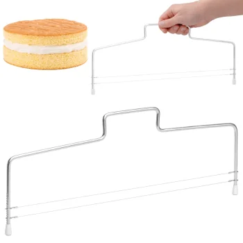 Wire Cake Slicer for Sponge Cakes, 2 Steel Wires, Silver