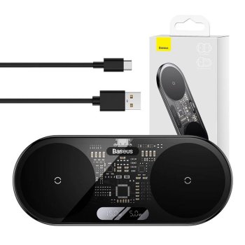 Baseus Digital LED Display Dual Qi wireless charger, 20W