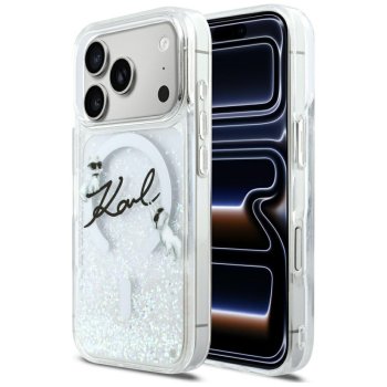 Karl Lagerfeld Liquid Glitter Karl Script Logo MagSafe Phone Case Cover iPhone 17 Pro - Clear