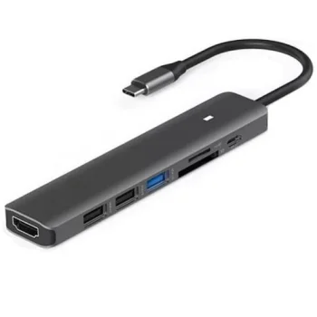 Extra Digital USB-C Adapter HDMI, 3x USB-A, SD, TF, PD 100W, Space Gray