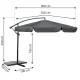 Plonos 488100 Folding Garden Parasol 350 cm with Cover, Grey