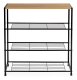 Shoe Rack ModernHome 3-Tier Industrial Stand with Wood Top for Entryway, Black