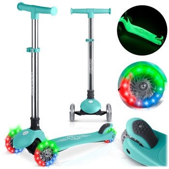 Ricokids Glow 3-in-1 Kids Balance Scooter with Light-Up Wheels, Turquoise