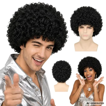 Black Curly Afro Wig for Carnival and Party