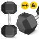 Steel Hexagonal Dumbbell 4FIZJO HEX 22.5 kg, Black