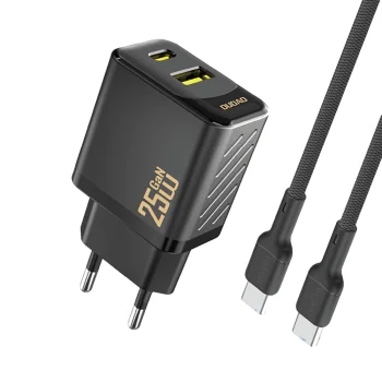 Dudao A26TCEU GaN USB-A / USB-C 25W Wall Charger with USB-C Cable - Black