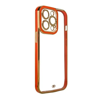 Fashion Case for Samsung Galaxy A12 5G, Red with Gold Metallic Frame