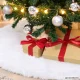 Christmas Tree Skirt, Round Faux Fur Mat, 90 cm, White