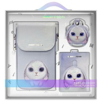 Nimmy Big Eyed Pet 2.0 Rabbit 3-in-1 Phone Bag + Wallet + Tracker Case, Purple