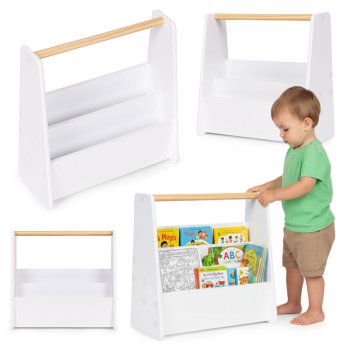 Ecotoys Montessori Kids Bookshelf, 2 Levels, White