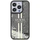 Guess iPhone 15 Pro Case Liquid Glitter Gold Stripes, Black