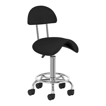 Activeshop 6001 Beauty Salon Saddle Stool with Backrest, Black