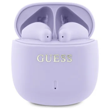 Guess GUTWSJ14ESGU Printed Classic Logo TWS belaidės ausinės su įkrovimo dėklu, violetinės