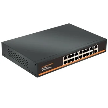 PoE Switch 16x Gigabit PoE + 2x Gigabit UPLINK, 250W