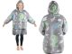 Glow in the Dark Hoodie Blanket for Kids, Oversized Wearable Sweatshirt, Grey Dinosaurs