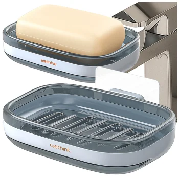 Soap Dish with Water Drainage, Wall-Mounted or Freestanding