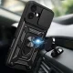 Hybrid Armor Camshield Case for iPhone 17 with Stand and Camera Cover, Black