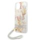 Guess Flower Strap iPhone 14 Plus 6.7 Case with Wristlet, Purple