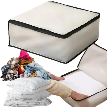 Zippered Storage Bag for Clothes, Bedding, and Blankets, Organizer 45x45x20 cm