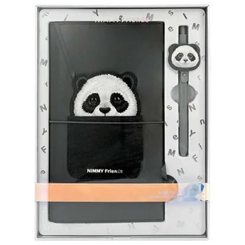 Nimmy Big Eyed Pet 2.0 Panda 2-in-1 Notebook + Pen Set, Black