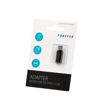 Forever microUSB to USB-C Adapter, Black