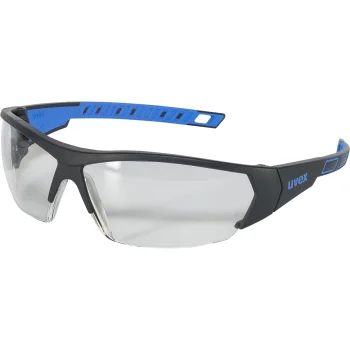 uvex i-works Safety Glasses, Clear Lenses, Anthracite/Blue