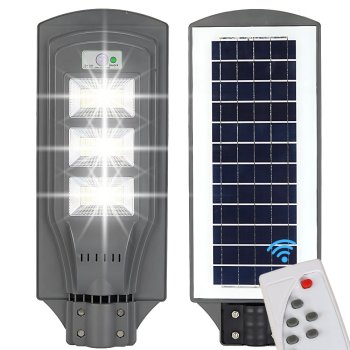 LED solar street lamp with remote, motion and dusk sensor, IP65