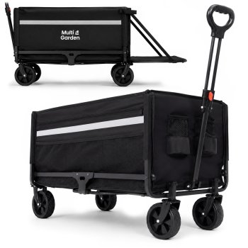 MultiGarden 120L Folding Garden and Camping Cart with Cover, Black